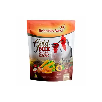 Ração Reino das Aves Gold Mix Galo de Campina e Cardeal para Pássaros - 500g