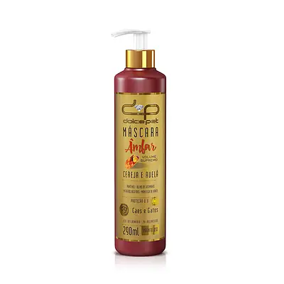 Máscara de Hidratação Dolce Pet Âmbar Volume Supremo Cereja e Avelã para Cães e Gatos