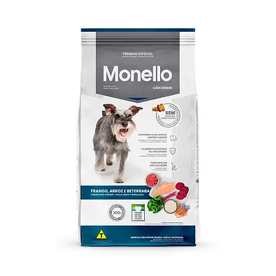 Ração Monello para Cães Senior Sabor Frango, Arroz e Beterraba
