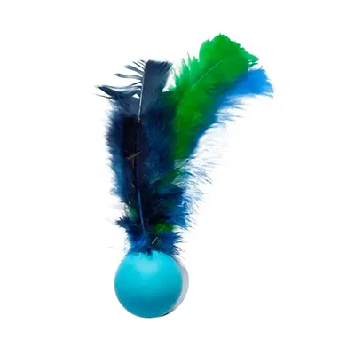 Brinquedo Plumas e Penas Bolinha Fishing para Gatos - Cores Sortidas