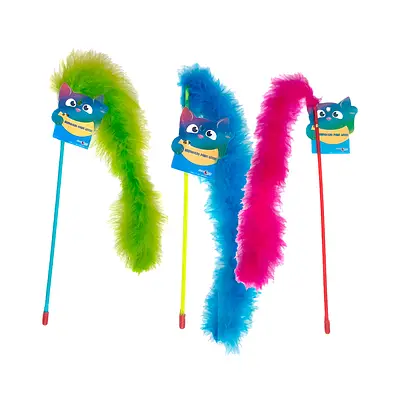 Brinquedo Plumas e Penas Varinha Marabu Show para Gatos - Cores Sortidas