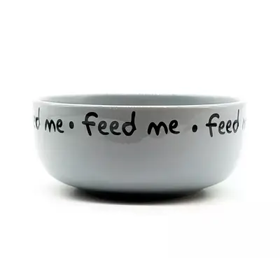 Comedouro Pet Injet Cerâmica Feed Me Cinza para Cães