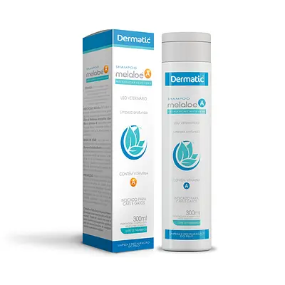 Shampoo Dermatic Melaloe A com Melaleuca e Aloe Vera para Cães e Gatos 300 ml