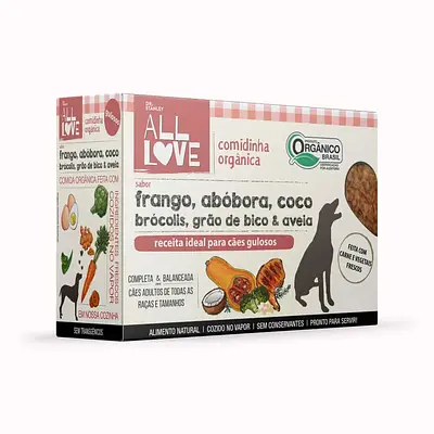Alimento Natural All Love Gulosos para Cães Adultos Sabor Frango, Abóbora, Coco, Brócolis, Grão de Bico e Aveia 1 kg