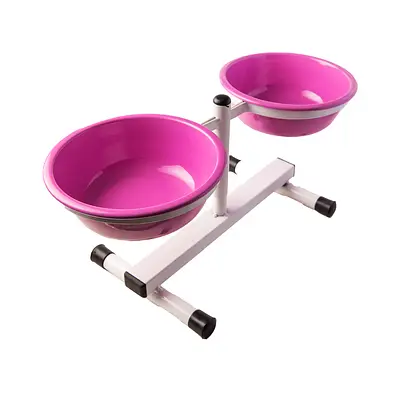 Comedouro Royale Regulável Rosa para Cães