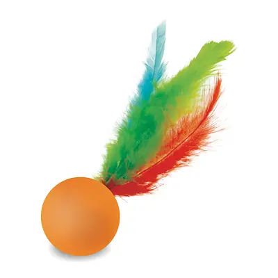 Brinquedo Líder Bola com Penas para Gatos - Cores Sortidas