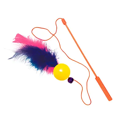 Brinquedo Líder Varinha Bolinha com Penas para Gatos - Cores Sortidas