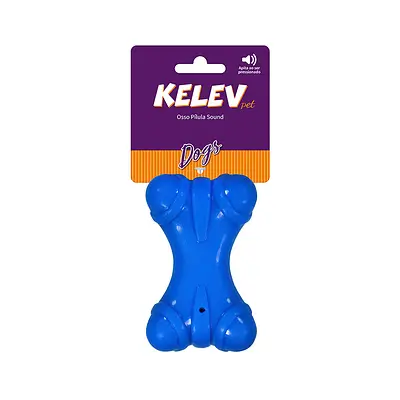 Brinquedo Jambo Kelev Mordedor Osso Pilula Sound Azul para Cães