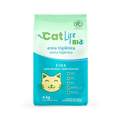 Areia Higiênica Cat Life Bio Grãos Finos para Gatos