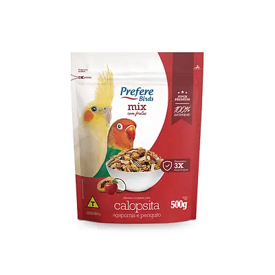 Alimento Prefere Mix com Frutas para Calopsita, Agapornis e Periquito 500g