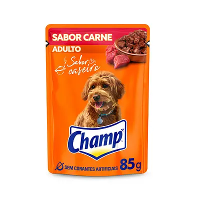 Ração Úmida Champ para Cães Adultos Sabor Caseiro Carne 85 g