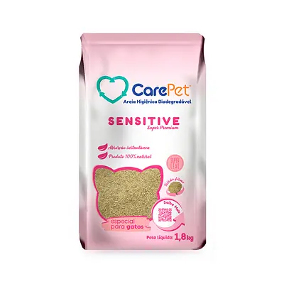 Areia Higiênica CarePet Biodegradável Sensitive para Gatos 1,8kg