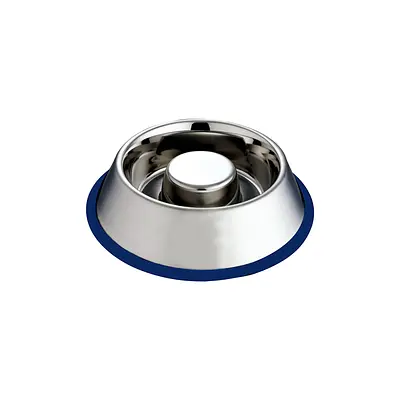 Comedouro Kumar Lento Prata e Azul para Cães 700ml
