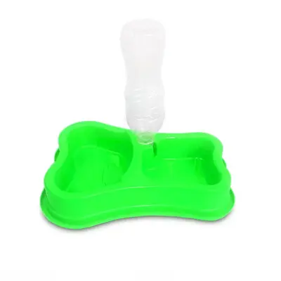 Comedouro Cães Pet Toys Duplo Osso Automático Verde Neon 460x300ml