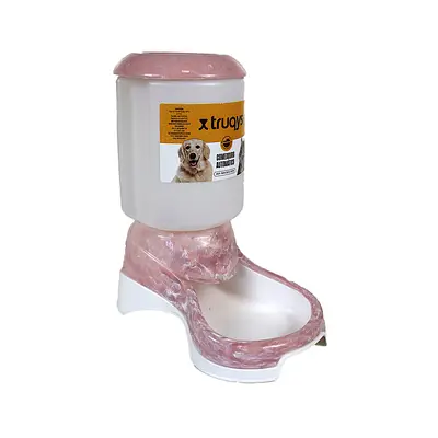 Comedouro Automático Truqys Pet Galão Plástico Mármore Carrara Rosé para Cães e Gatos
