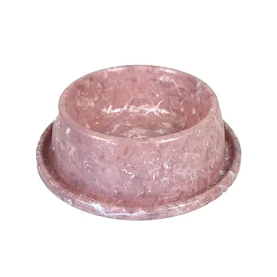 Comedouro Pet Injet Plástico Antiformiga Mármore Rose para Cães e Gatos