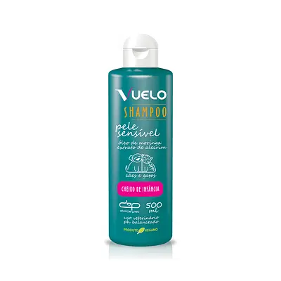 Shampoo Vuelo Pele Sensível Cheiro de Infância para Cães e Gatos 500ml