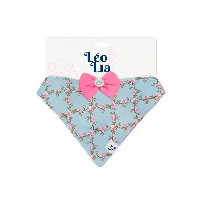 Bandana Leo e Lia Floral Azul para Cães e Gatos