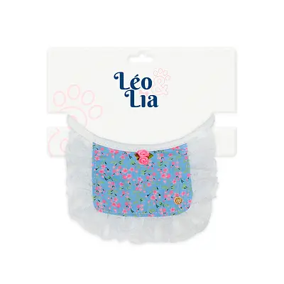 Babador Leo e Lia Renda Floral Azul para Cães e Gatos