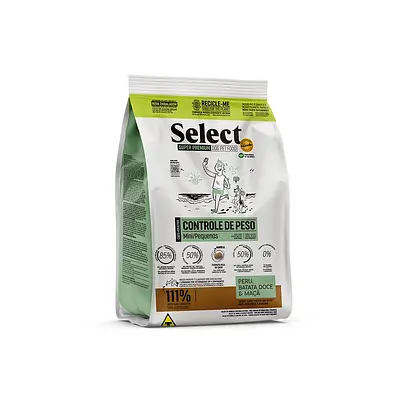 Ração Select by Monello Controle de Peso para Cães Adultos de Porte Mini e Pequeno Sabor Peru, Batata Doce e Maçã
