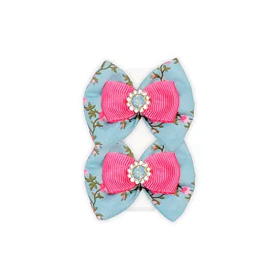Laço Leo e Lia Floral Azul para Cães e Gatos