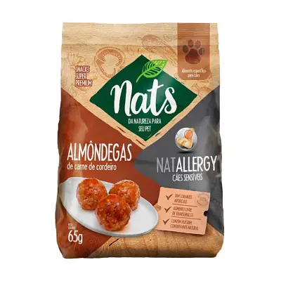 Snack Cães Nats Almôndega Cordeiro NatAllergy 65g