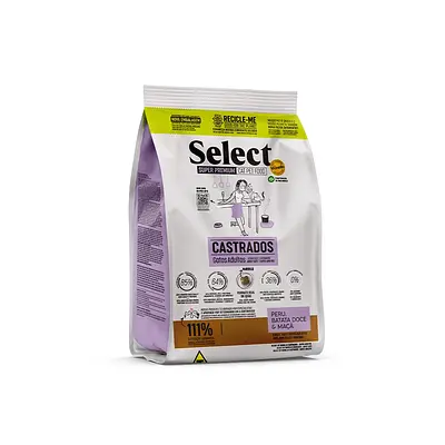 Ração Select by Monello para Gatos Adultos Castrados Sabor Peru, Batata Doce e Maçã