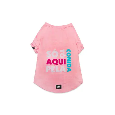 Roupa Dognerd Só Tô Aqui Pela Comida com UV50 Rosa para Cães
