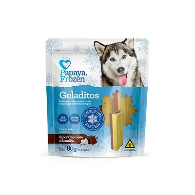 Snack Papaya Frozen Geladitos Sabor Chocolate e Baunilha para Cães 80 g
