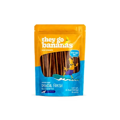 Snack They Go Bananas Dental Fresh Banana e Menta para Cães de Porte Grande 320 g