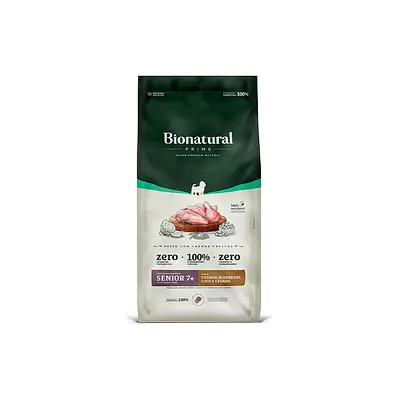 Ração Bionatural Prime para Cães Sênior 7+ de Raças Pequenas Sabor Frango, Blueberry, Coco e Cevada