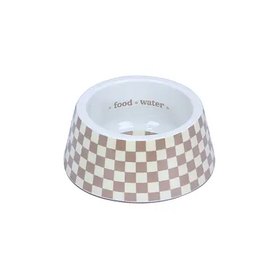 Comedouro Jambo Pet Xadrez Chique Bege para Cães e Gatos