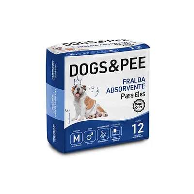 Fralda Descartável Dogs&Pee para Cães Machos 12 Unidades