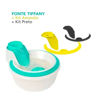 Fonte Bebedouro Colors Petlon Verde Tiffany, Amarelo e Preto 110v