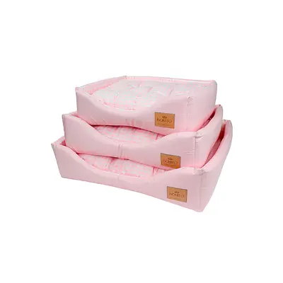 Cama Bonito pra Cachorro Europa Retangular Courino Xadrez Rosa para Cães e Gatos