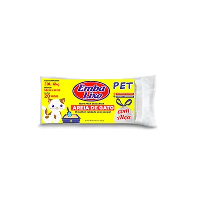 Saco de Lixo Embalixo Descarte Areia de Gato 30L
