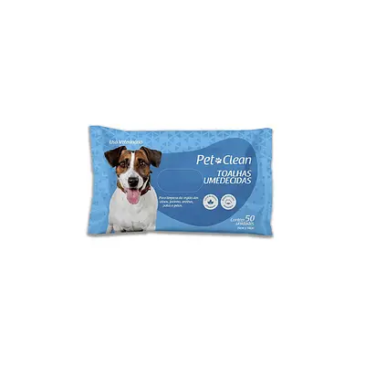 Toalha Umedecida Pet Clean com 50 Unidades