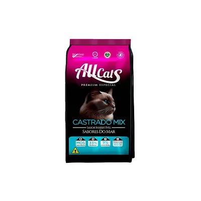 Ração Allcats Mix para Gatos Adultos Castrados Sabores do Mar 10,1 kg