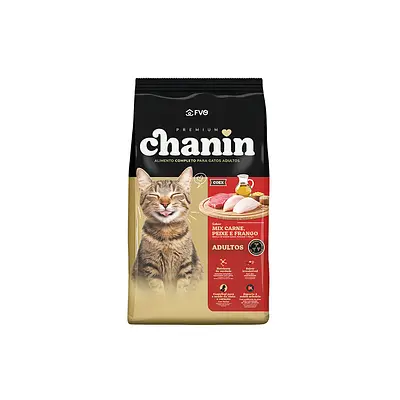 Ração Chanin para Gatos Adultos Sabor Mix Carne, Peixe e Frango