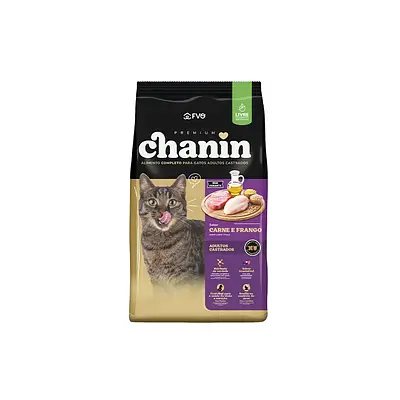 Ração Chanin Sabor Carne e Frango para Gatos Castrados