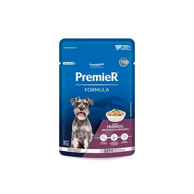Ração Úmida Premier Formula para Cães Adultos de Porte Pequeno Sabor Frango, Brócolis e Cenoura 85 g