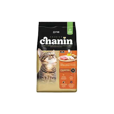 Ração Chanin Sabor Carne, Peixe e Frango para Gatos Filhotes