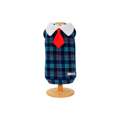 Blusa Bonito pra Cachorro S Colegial Xadrez Azul Marinho para Cães