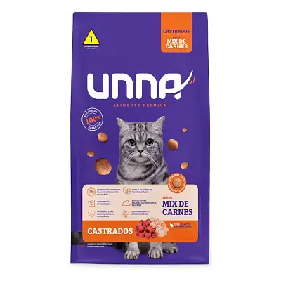 Ração Gatos Unna Castrados Mix Carnes 10,1kg