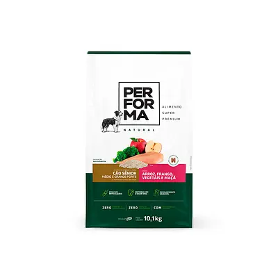 Ração Performa Natural para Cães Sênior de Médio e Grande Porte Sabor Arroz, Frango, Vegetais e Maçã