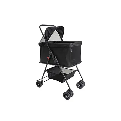 Carrinho Kiddo Pet Valente Preto para Cães e Gatos