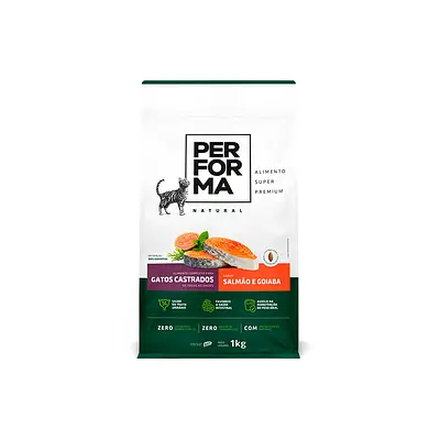 Ração Performa Natural para Gatos Castrados Sabor Salmão e Goiaba
