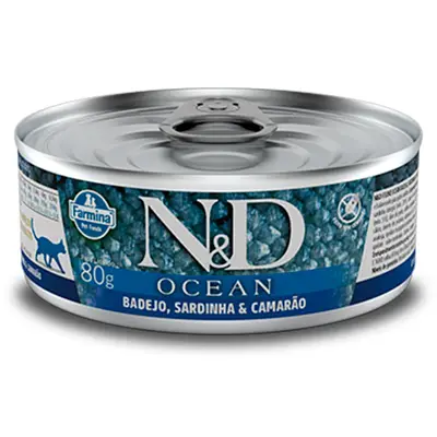Ração N&D Gatos Ocean Badejo, Sardinha e Camarao 80g
