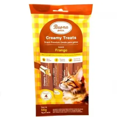 Snack Buona Petix Creamy Sabor Frango para Gatos 56g