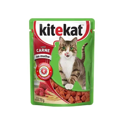 Ração Úmida Kitekat Gatos Adultos Carne Sachê 70g